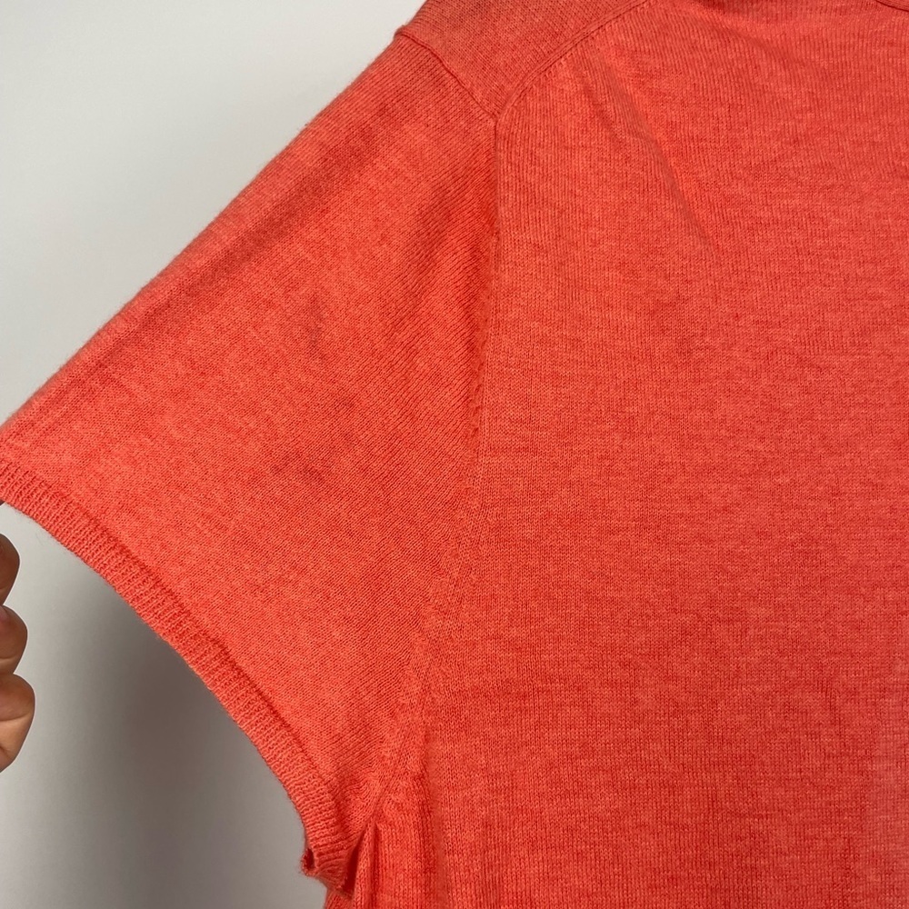 Eileen Fisher Coral Cotton Cashmere Shortโ Sleeve V-Neck Knit Cardigan Sweater - Picture 7 of 7
